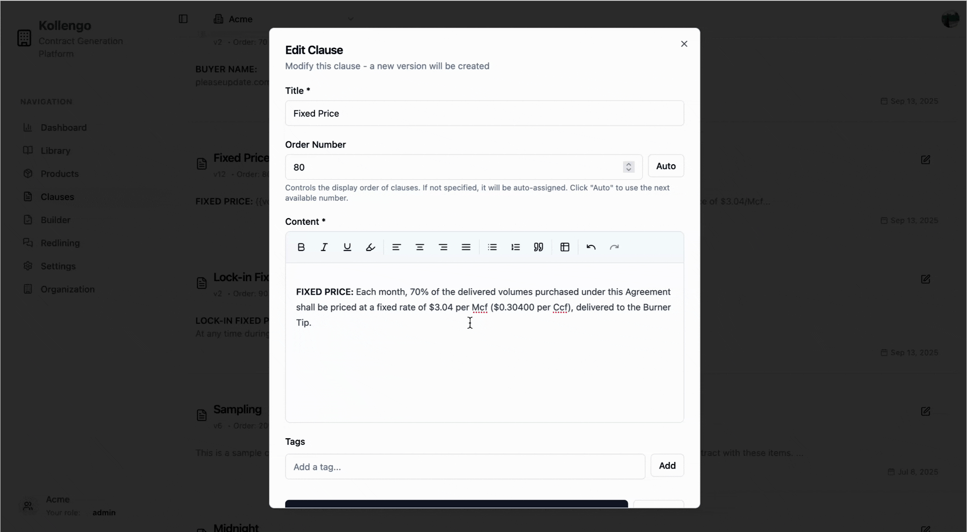 Dynamic clauses in action within Kollengo