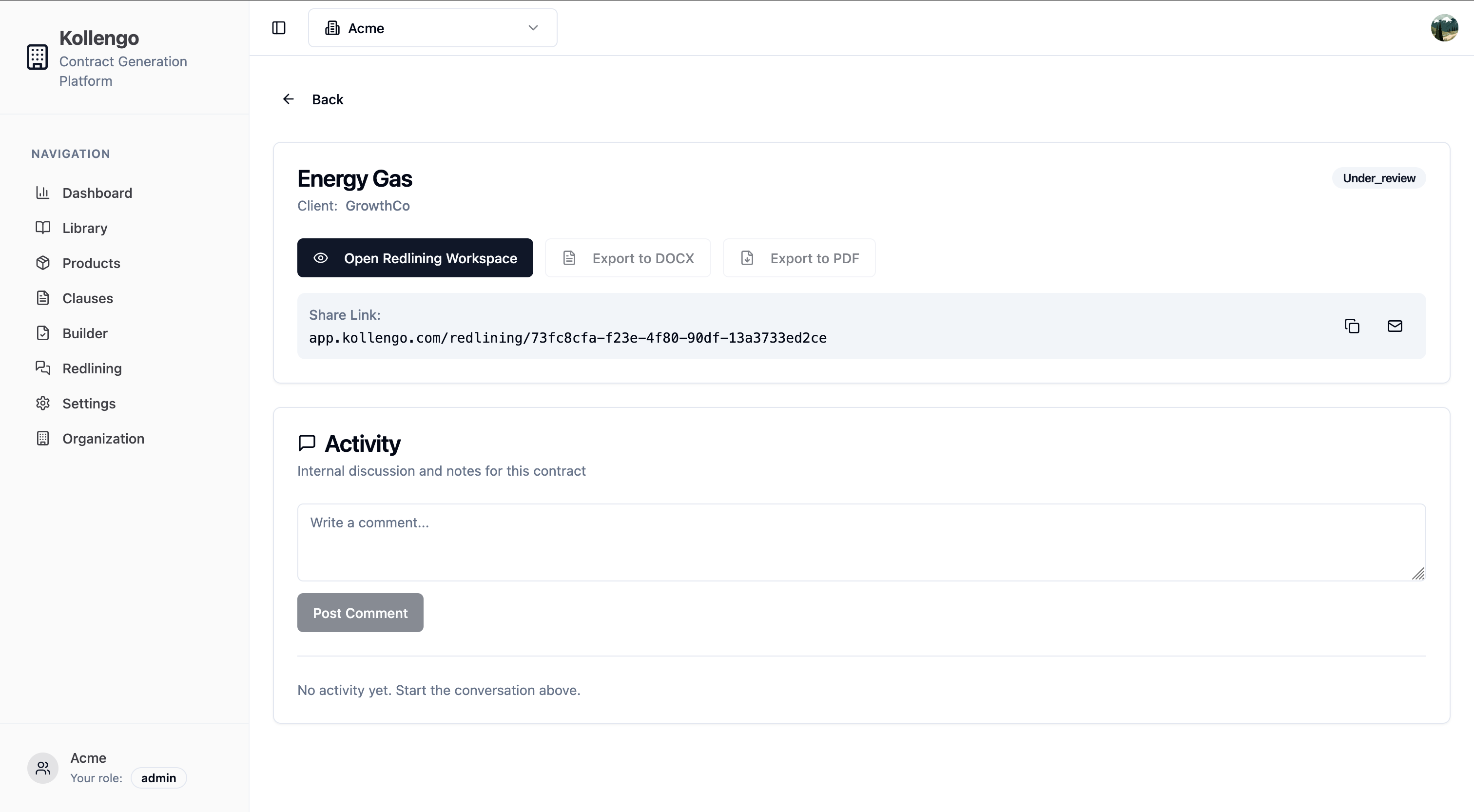 Activity Feed - Track contract collaboration and changes